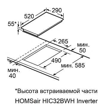 Индукционная варочная панель с Flex Zone и Booster HOMSair HIC32SWH Inverter