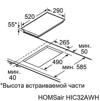 Индукционная варочная панель HOMSair HIC32AWH